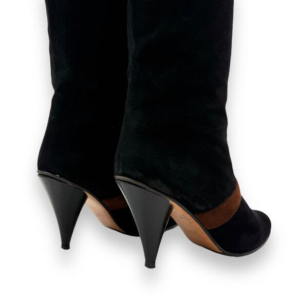1960's Italian PANCALDI for ERIC COUTURE black and brown suede knee high boots - Picture 5 of 16